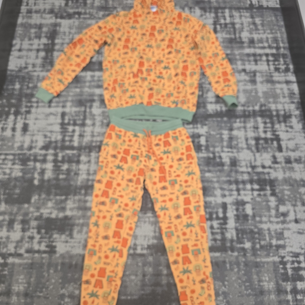Mokuyobi Orange Basketball Hoodie Sweatshirt Size S and Pants XS  Made In USA